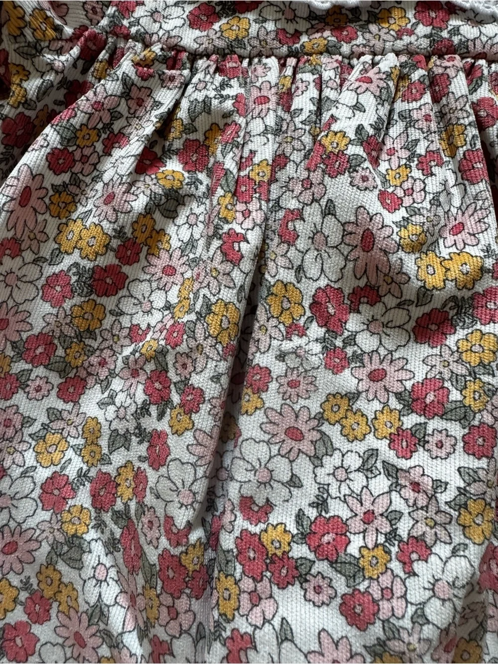 Cecil and Lou Set - Pink & Yellow Floral corduroy